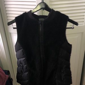 Athleta black winter vest with wool details